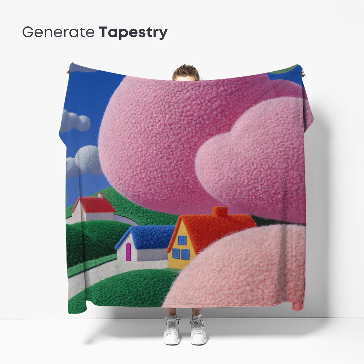 Fuzzy Cloud Village: Surreal Pastel Dreamscape - Image 5