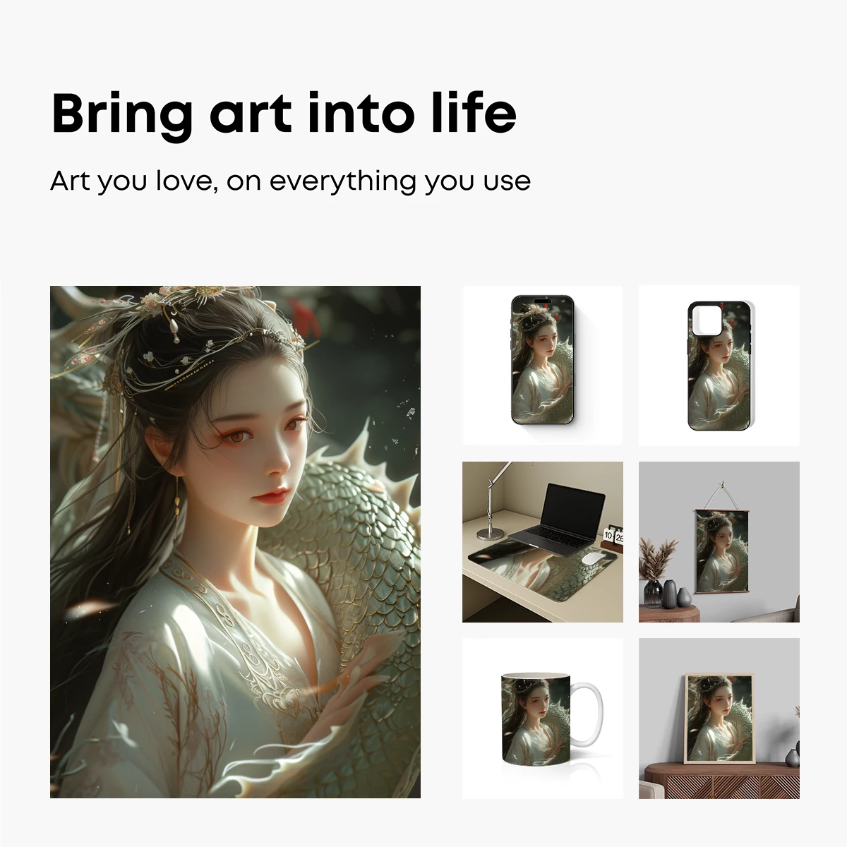 Ethereal Dragon Embrace: Mythic Fantasy Artistry - Image 2