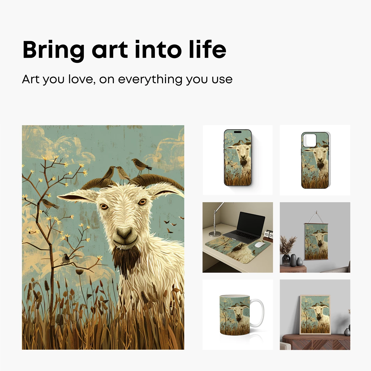 Goat in the Wild: A Symphony of Nature and Birds - Image 2