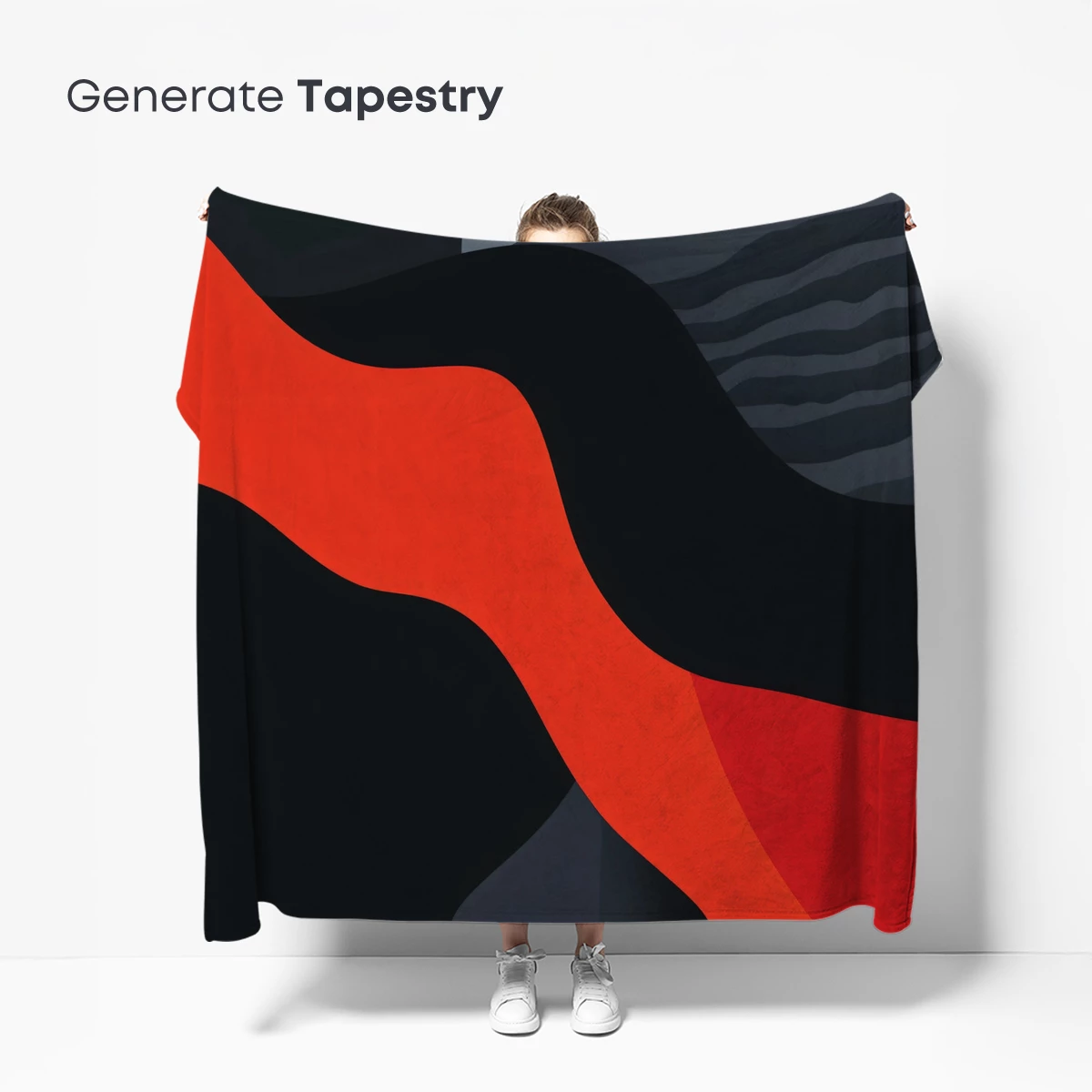 Abstract Waves of Contrast: Red, Black, and Gray Harmony - Image 5