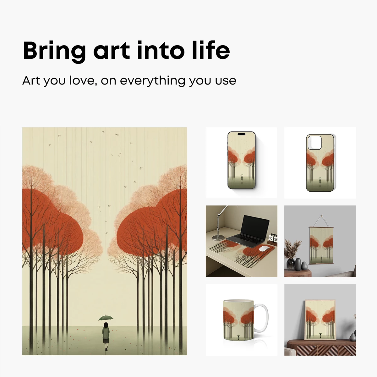 Autumn Solitude: Umbrella Under Orange Canopies - Image 2