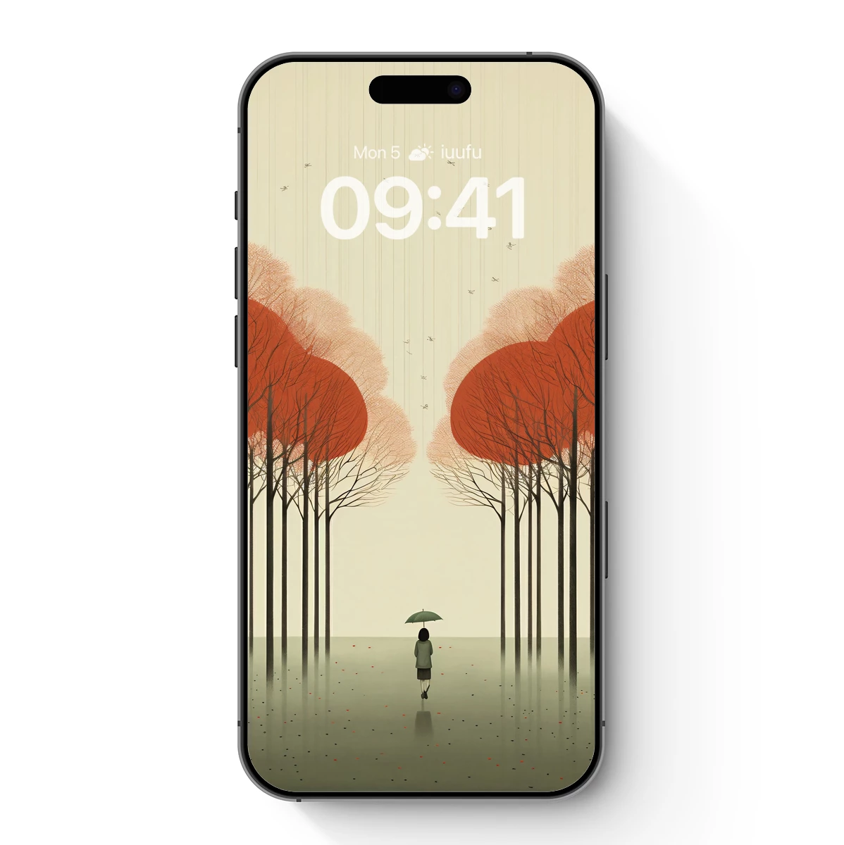 Autumn Solitude: Umbrella Under Orange Canopies