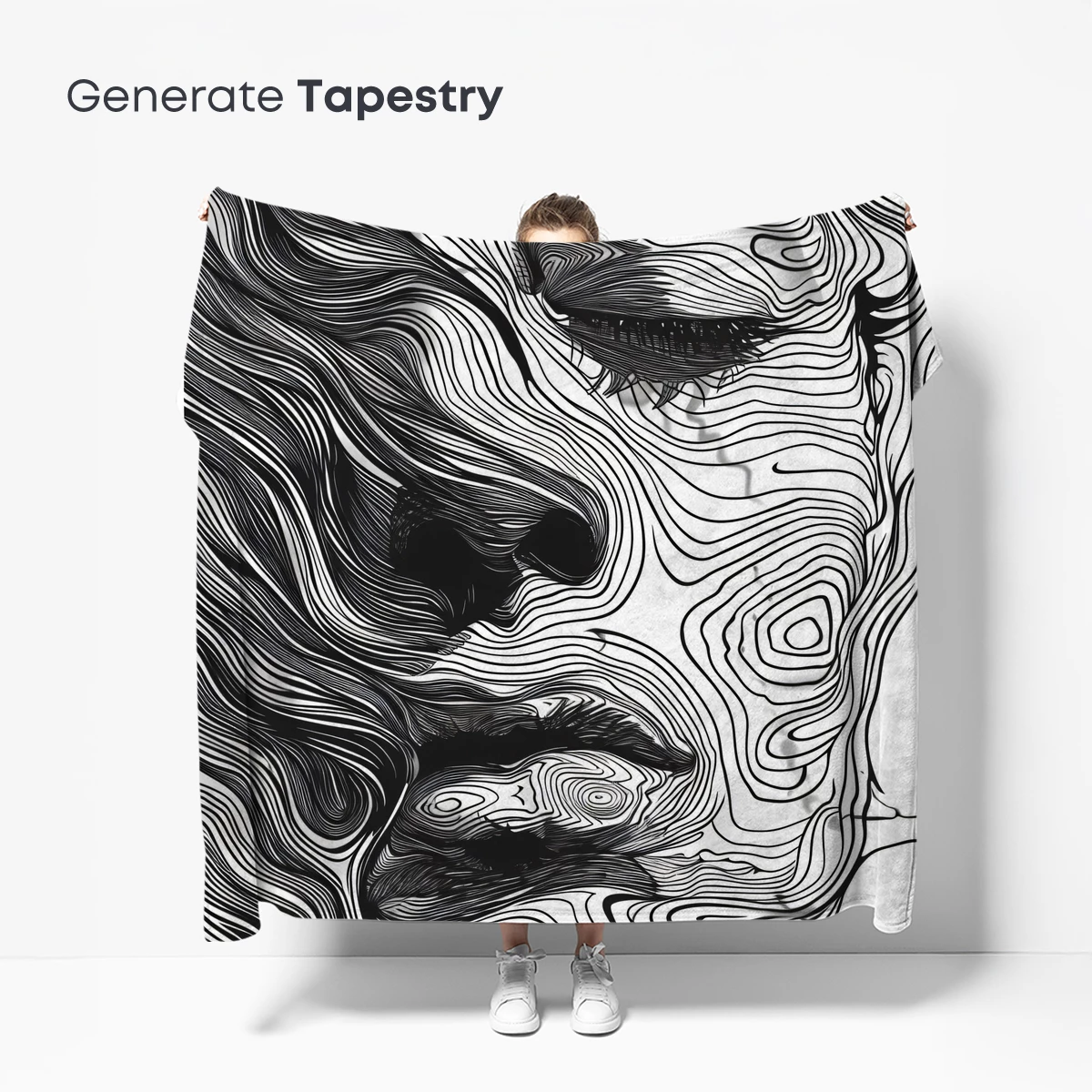 Contour Face: Wavy Line Art Portrait - Image 5