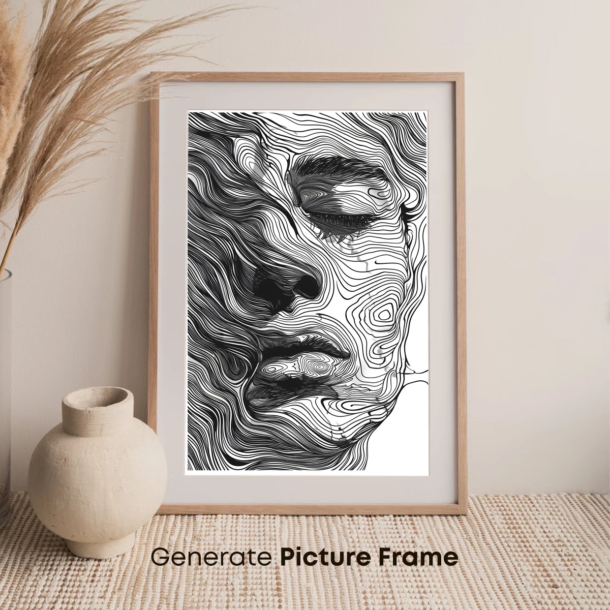 Contour Face: Wavy Line Art Portrait - Image 7
