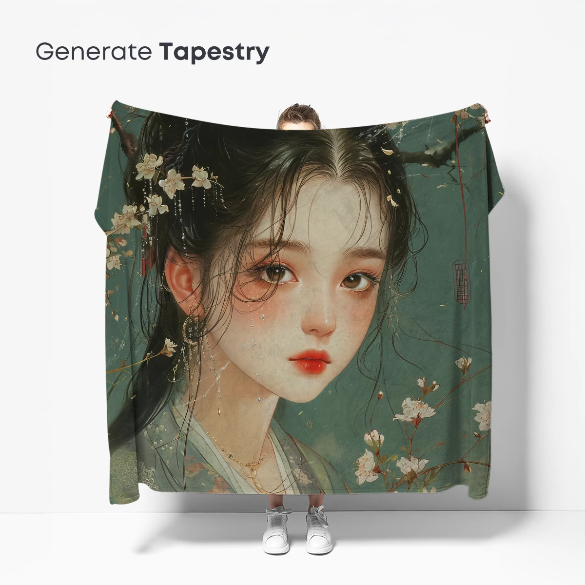 Ethereal Blossom Portrait: A Fusion of Floral Elegance and Serene Beauty - Image 5