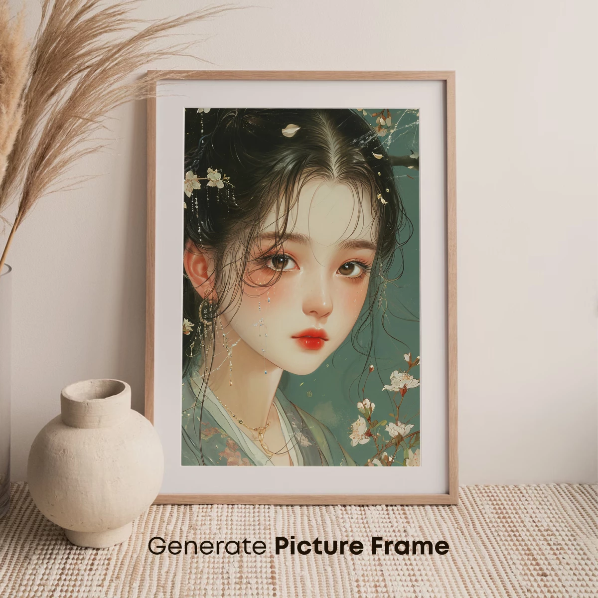 Ethereal Blossom Portrait: A Fusion of Floral Elegance and Serene Beauty - Image 7