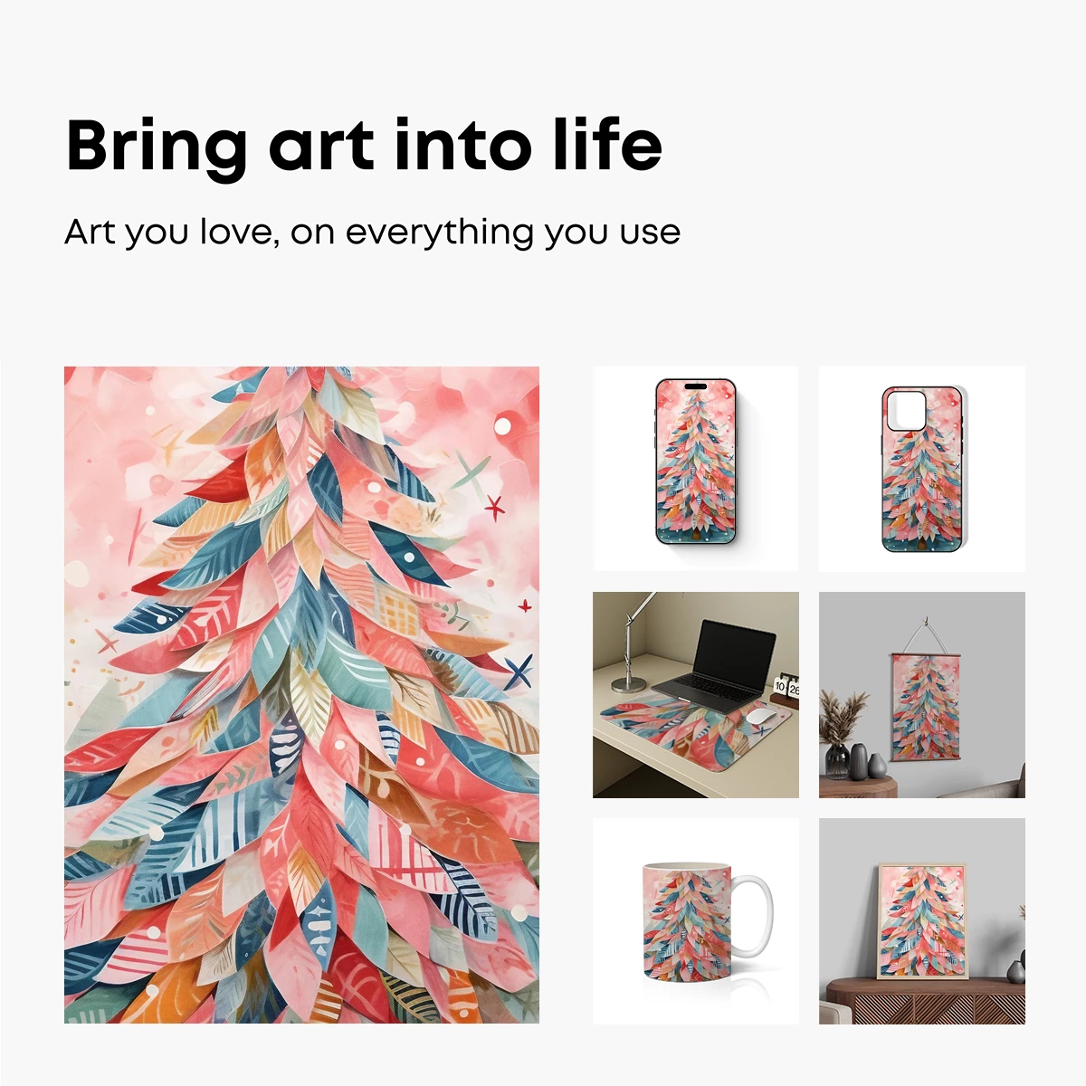 Feathered Christmas Tree in Pastel Harmony - Image 2