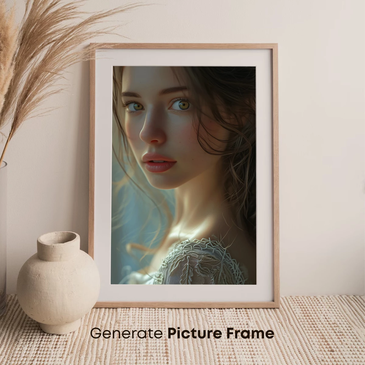 Ethereal Light: Golden-Eyed Muse in Lace - Image 7