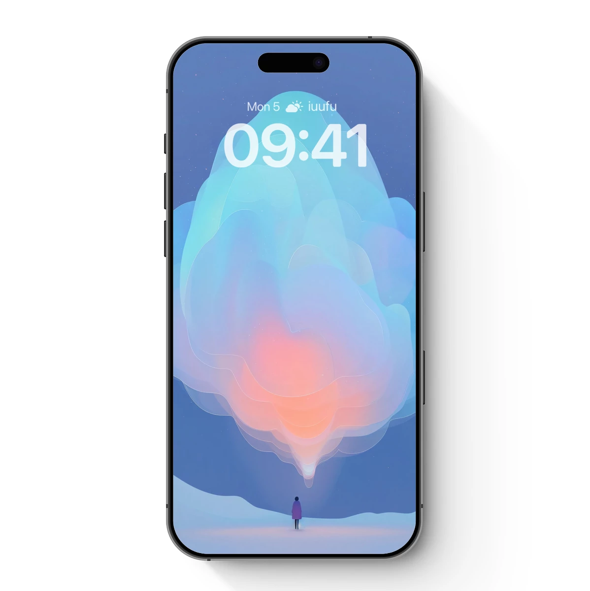 Ethereal Cloudscape: Solitary Figure Under a Glowing Nebula