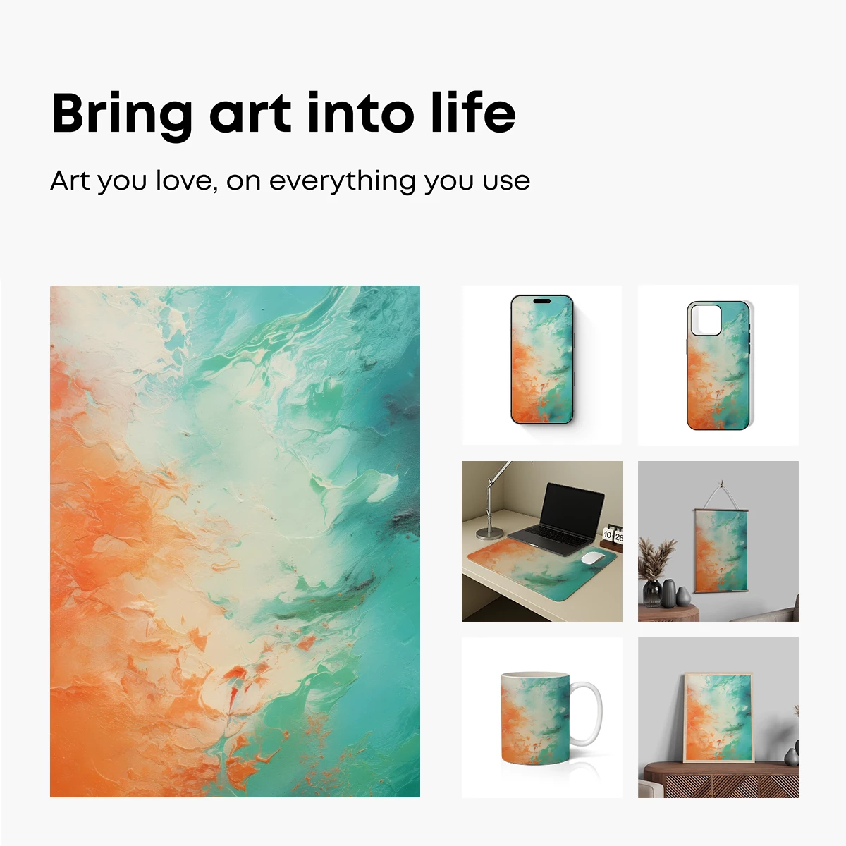 Abstract Aqua and Coral Fusion - Image 2