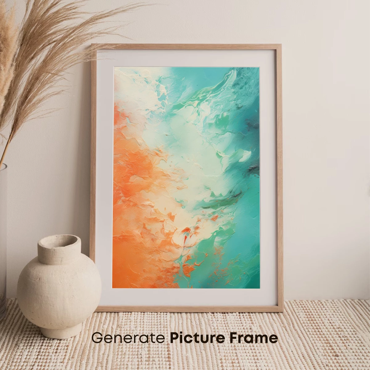 Abstract Aqua and Coral Fusion - Image 7