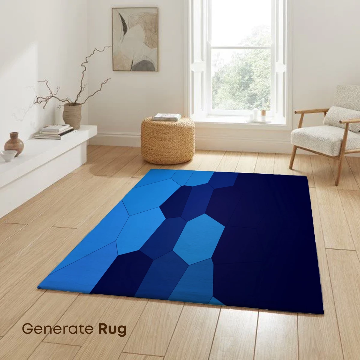 Blue Hexagon Symphony: Geometric Depth - Image 6