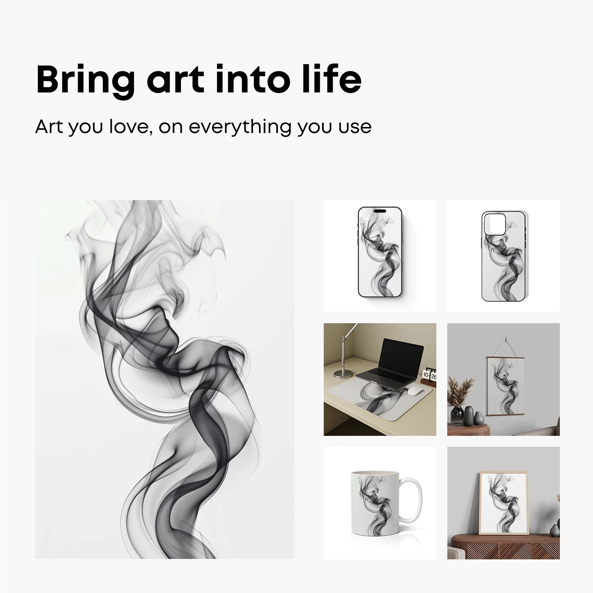 Ethereal Smoke Dance: Abstract Fluidity in Monochrome - Image 2