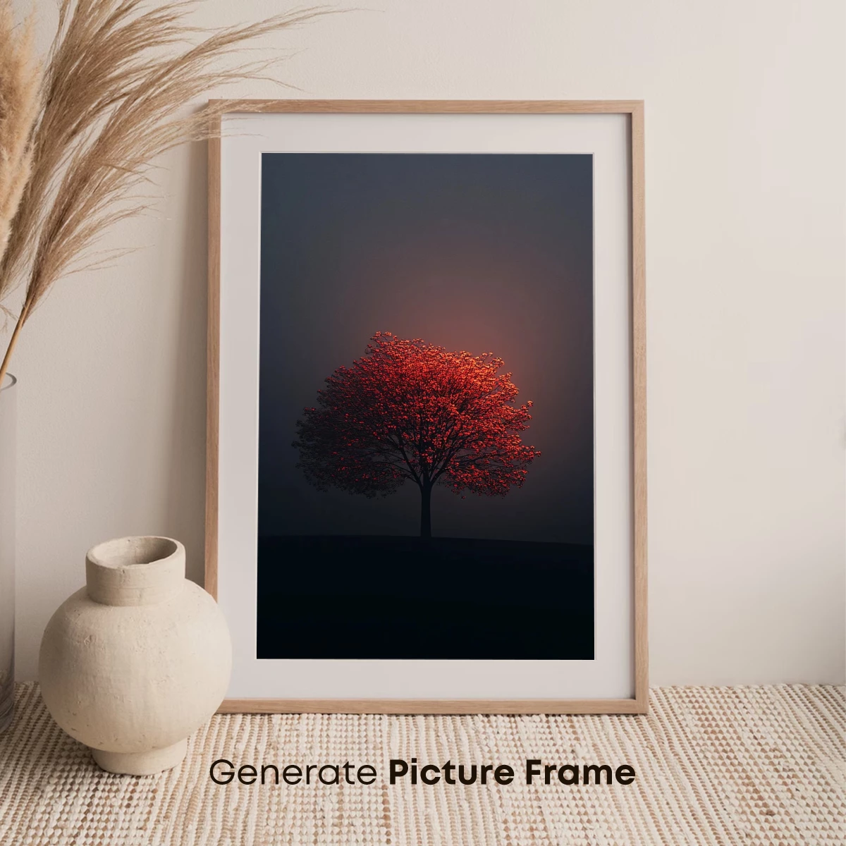 Glowing Ember Tree in Misty Night - Image 7