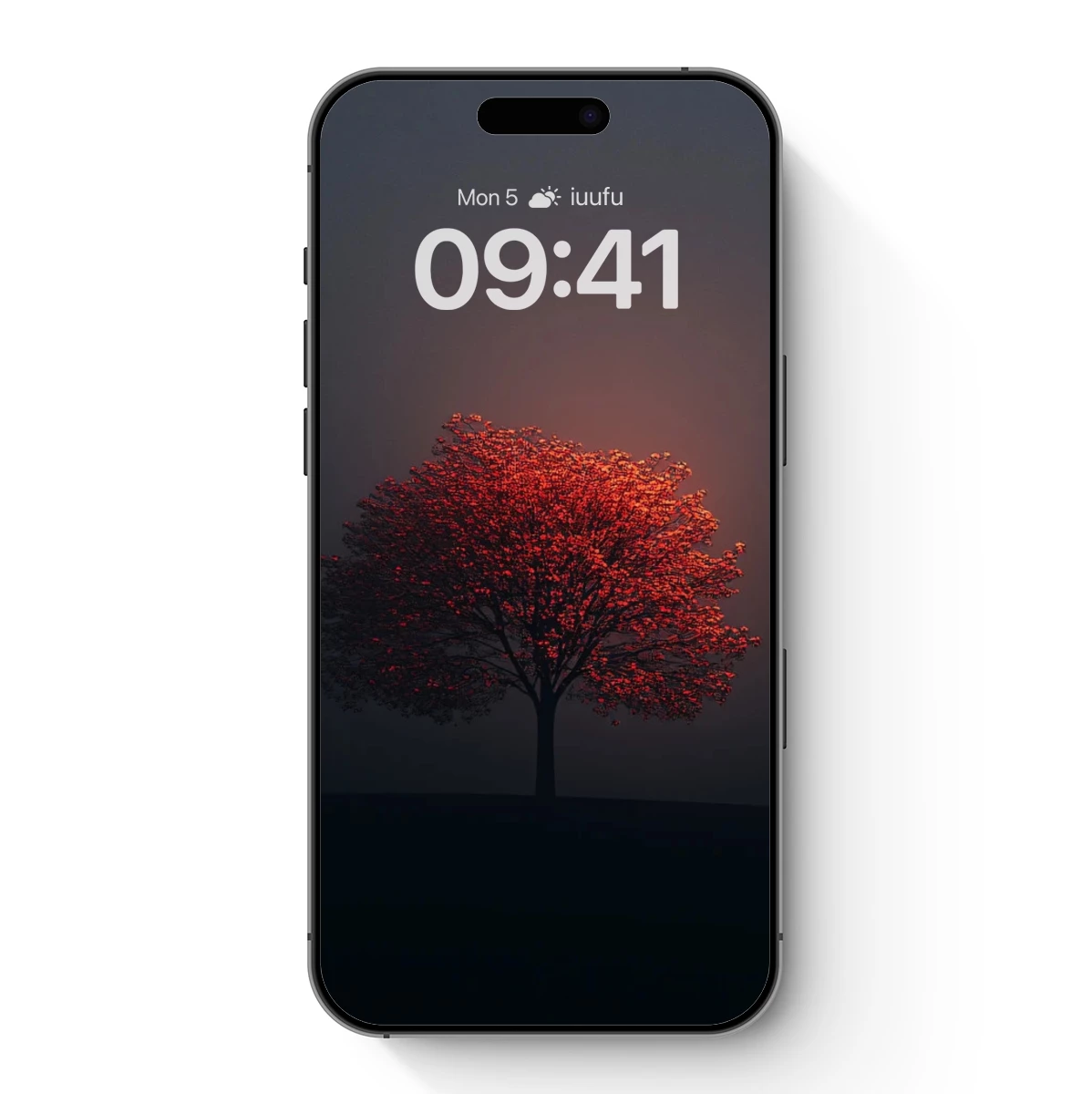 Glowing Ember Tree in Misty Night