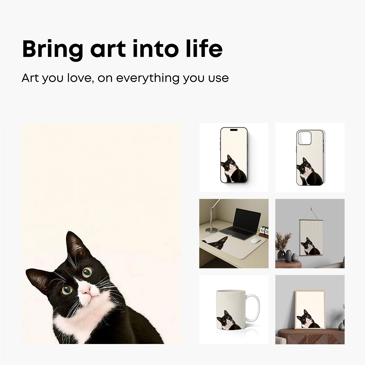 Curious Cat Gaze: Monochrome Elegance - Image 2