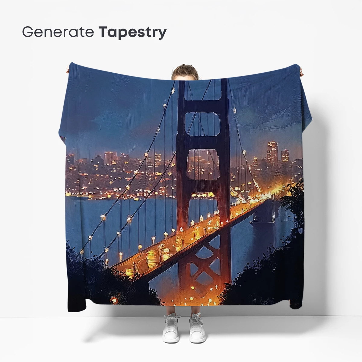 Golden Twilight Bridge: Impressionist City Glow - Image 5