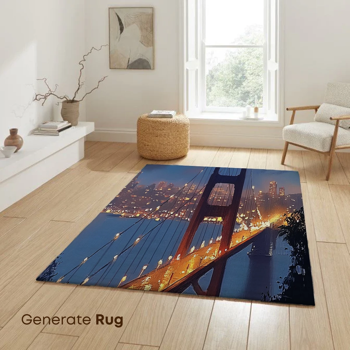 Golden Twilight Bridge: Impressionist City Glow - Image 6