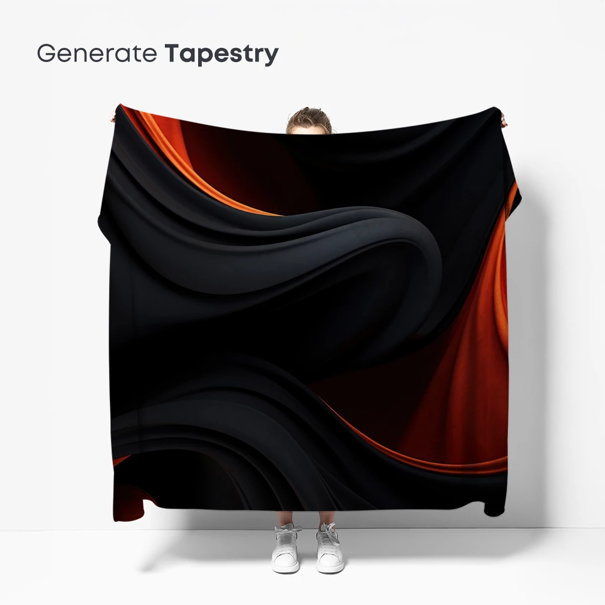 Eclipse of Flames: Black and Orange Abstract Flow - Image 5