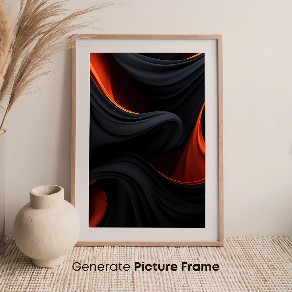 Eclipse of Flames: Black and Orange Abstract Flow - Image 7