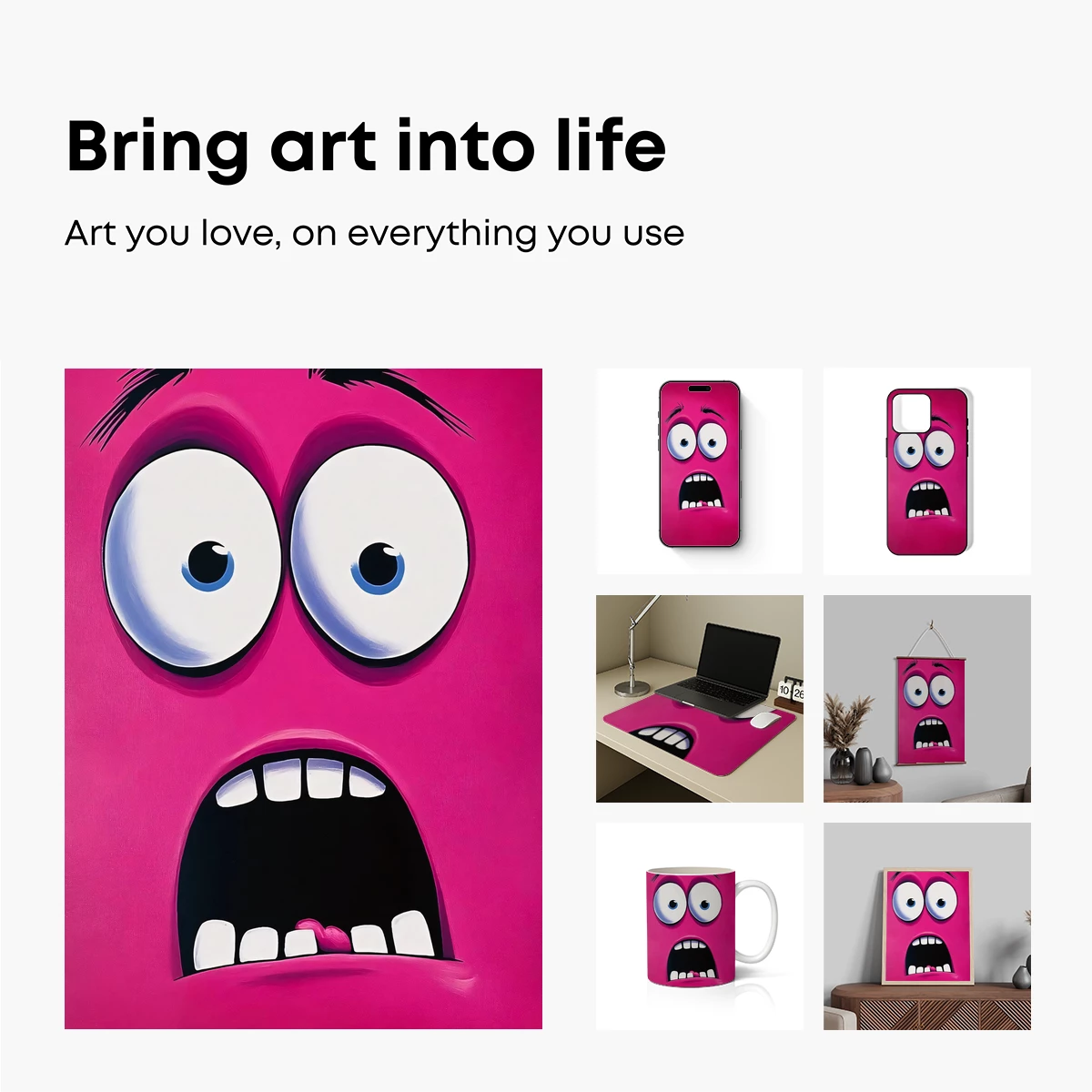 Bold Pink Face: Cartoonish Surprise Expression - Image 2