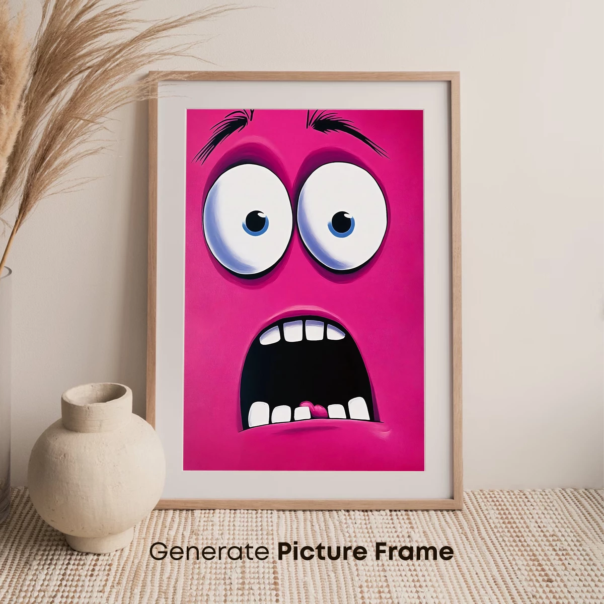 Bold Pink Face: Cartoonish Surprise Expression - Image 7