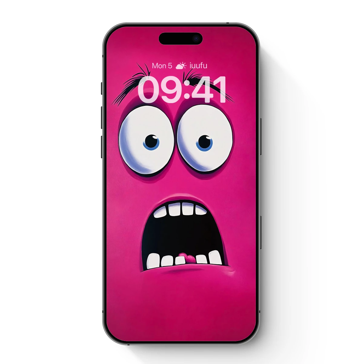 Bold Pink Face: Cartoonish Surprise Expression