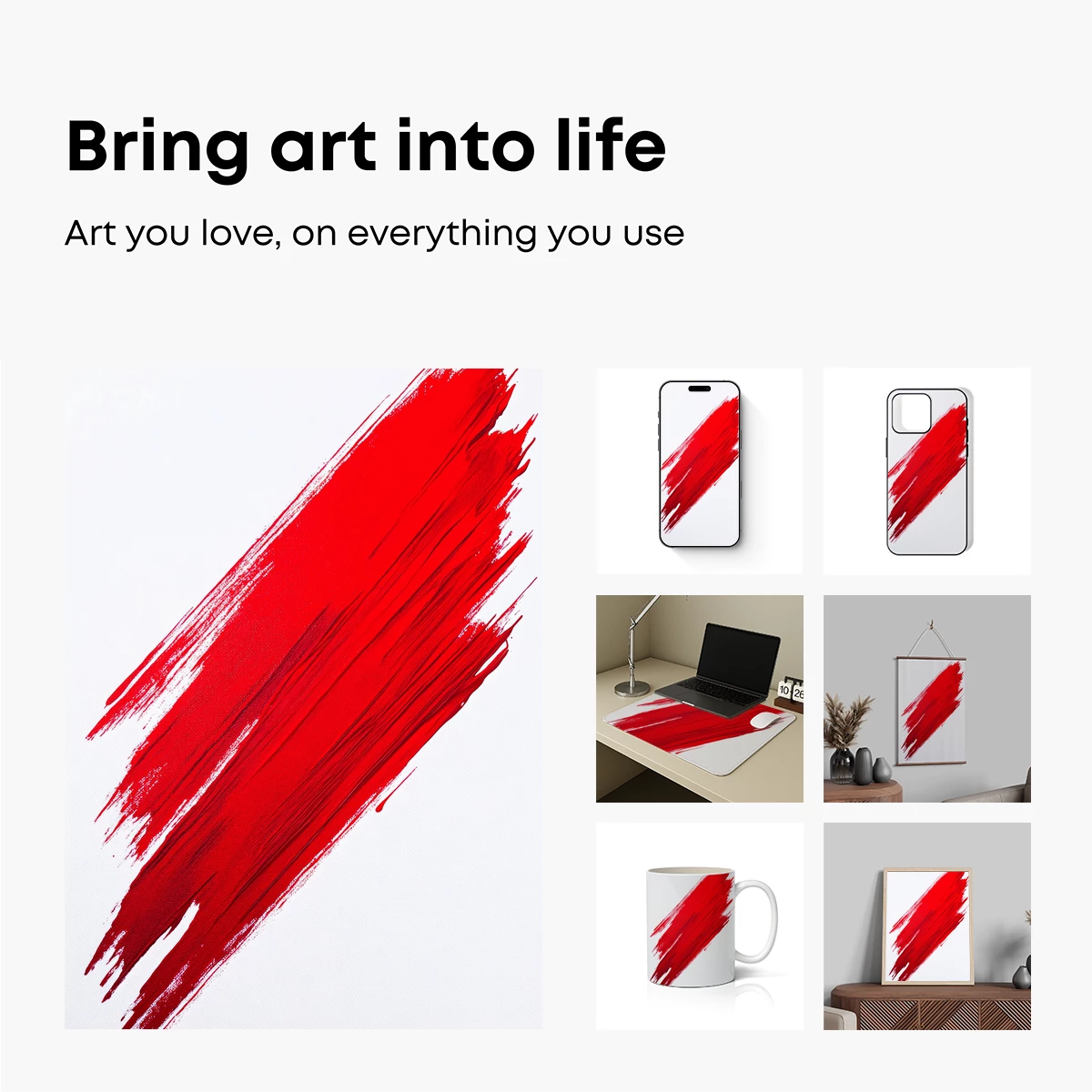 Bold Red Brushstroke: Abstract Artistry - Image 2