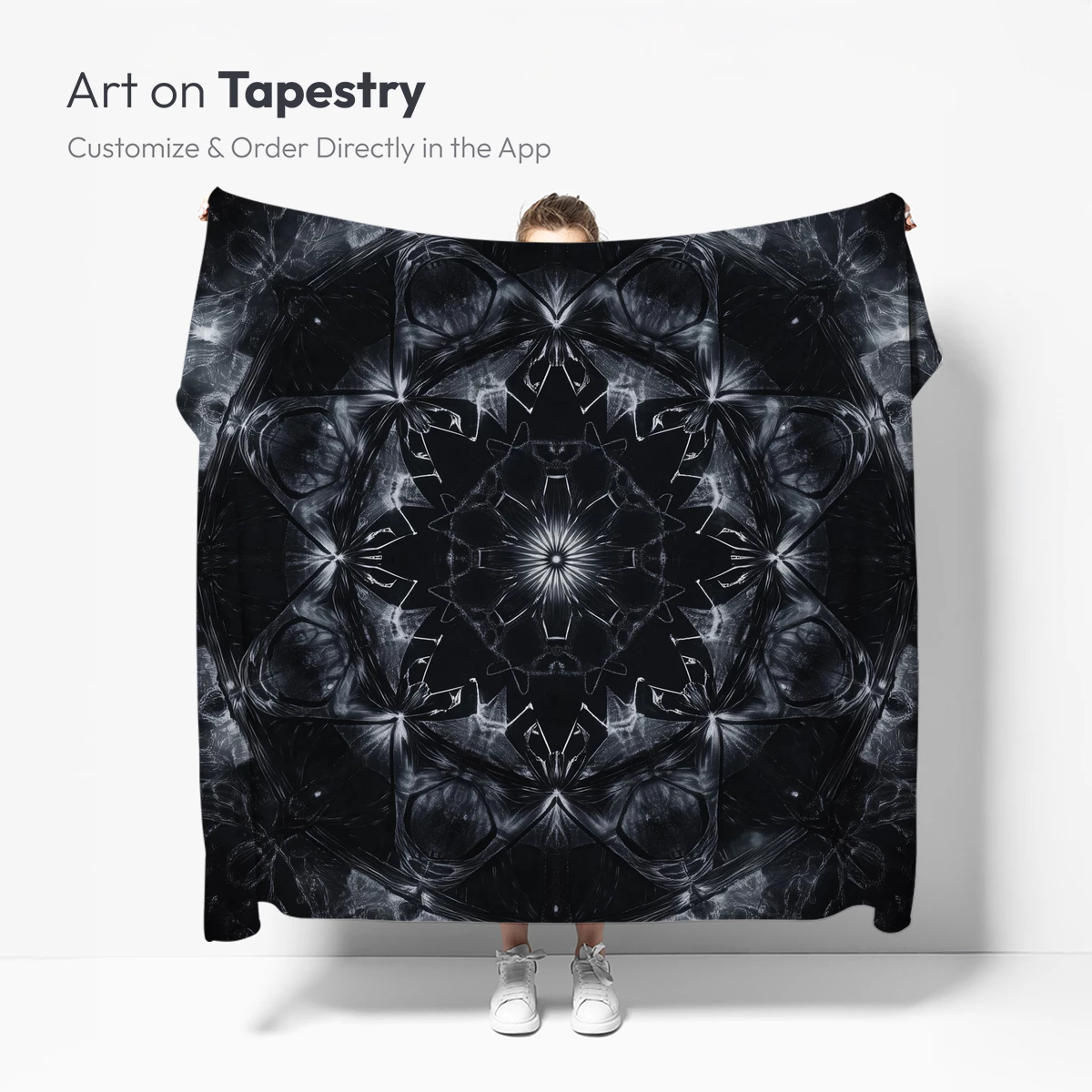 Ethereal Black Mandala: Cosmic Symmetry in Shadows - Image 5