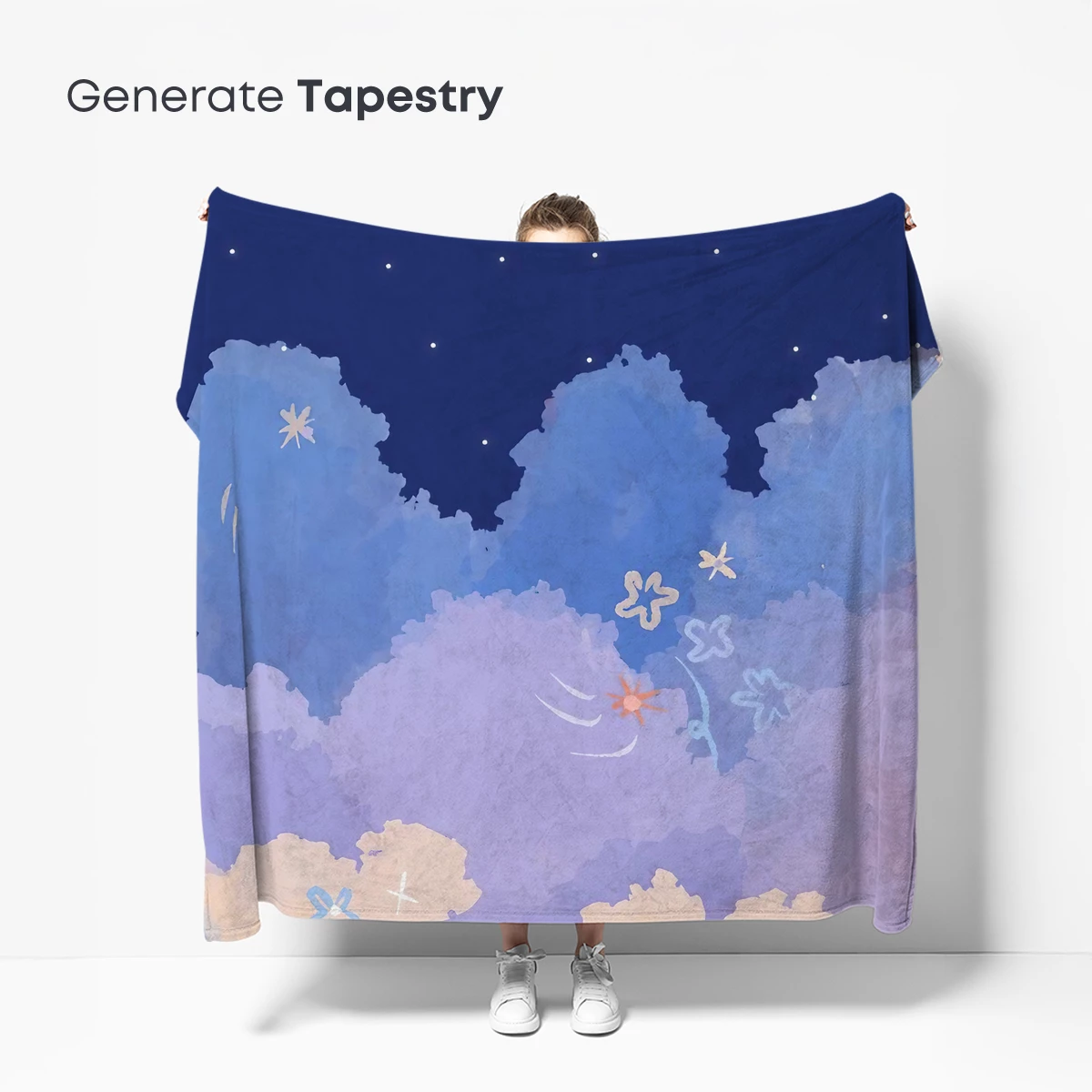 Dreamy Night Clouds: Whimsical Floral Skies - Image 5