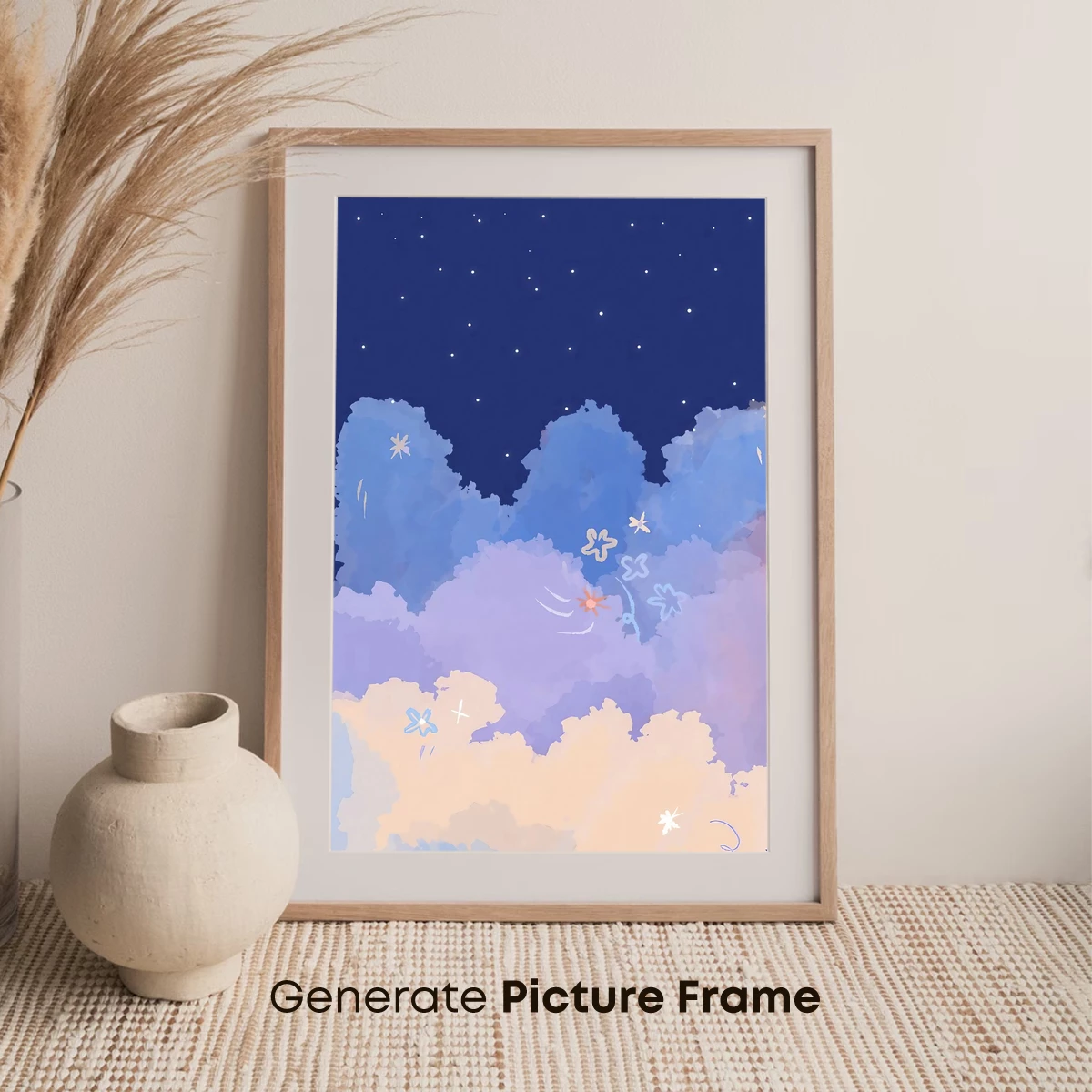 Dreamy Night Clouds: Whimsical Floral Skies - Image 7
