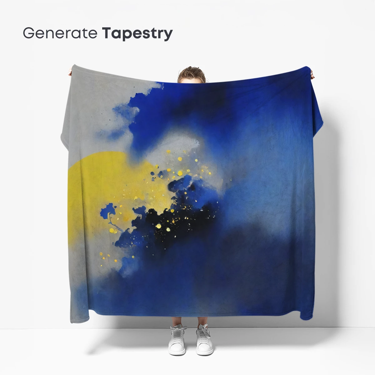 Eclipse of Serenity: Blue and Gold Abstract Harmony - Image 5