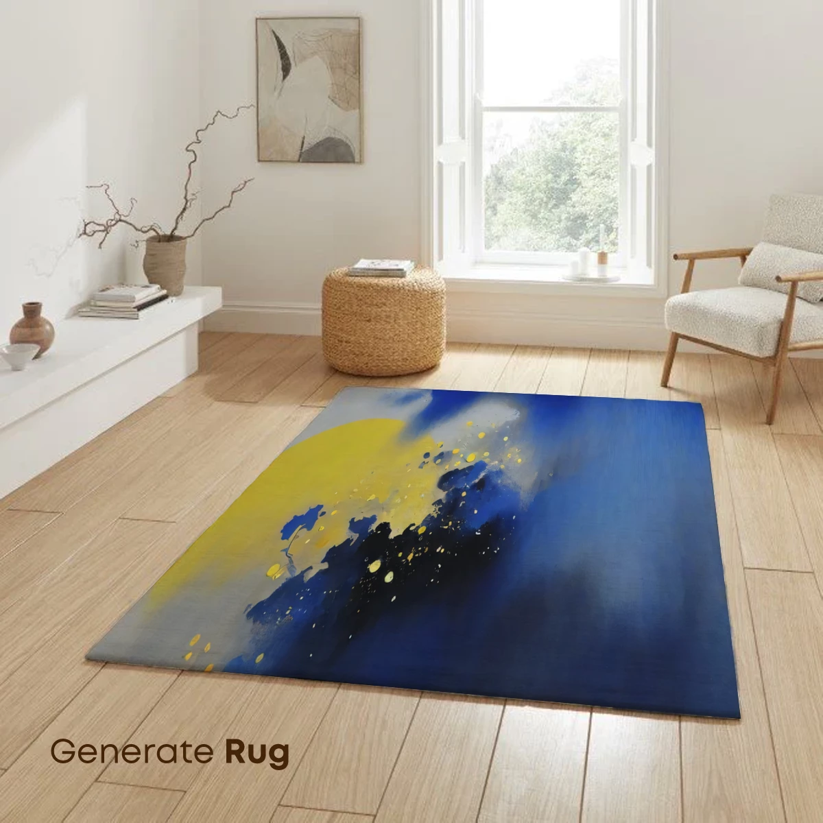 Eclipse of Serenity: Blue and Gold Abstract Harmony - Image 6