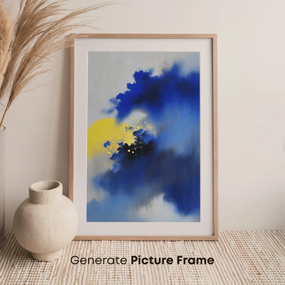 Eclipse of Serenity: Blue and Gold Abstract Harmony - Image 7