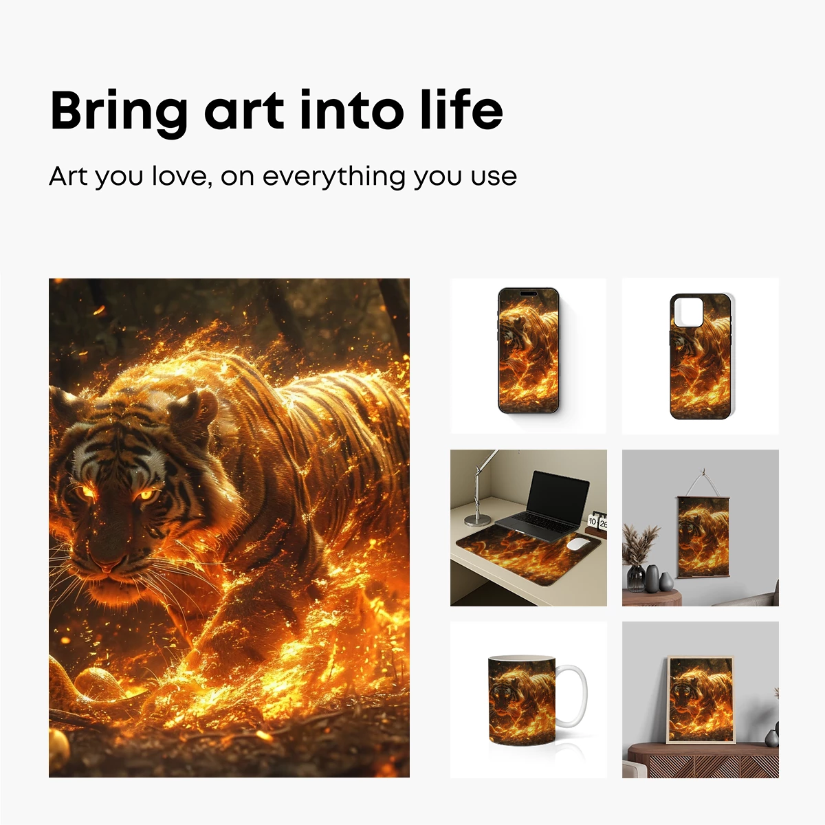 Flaming Tiger's Inferno: Mythical Beast in Blaze - Image 2