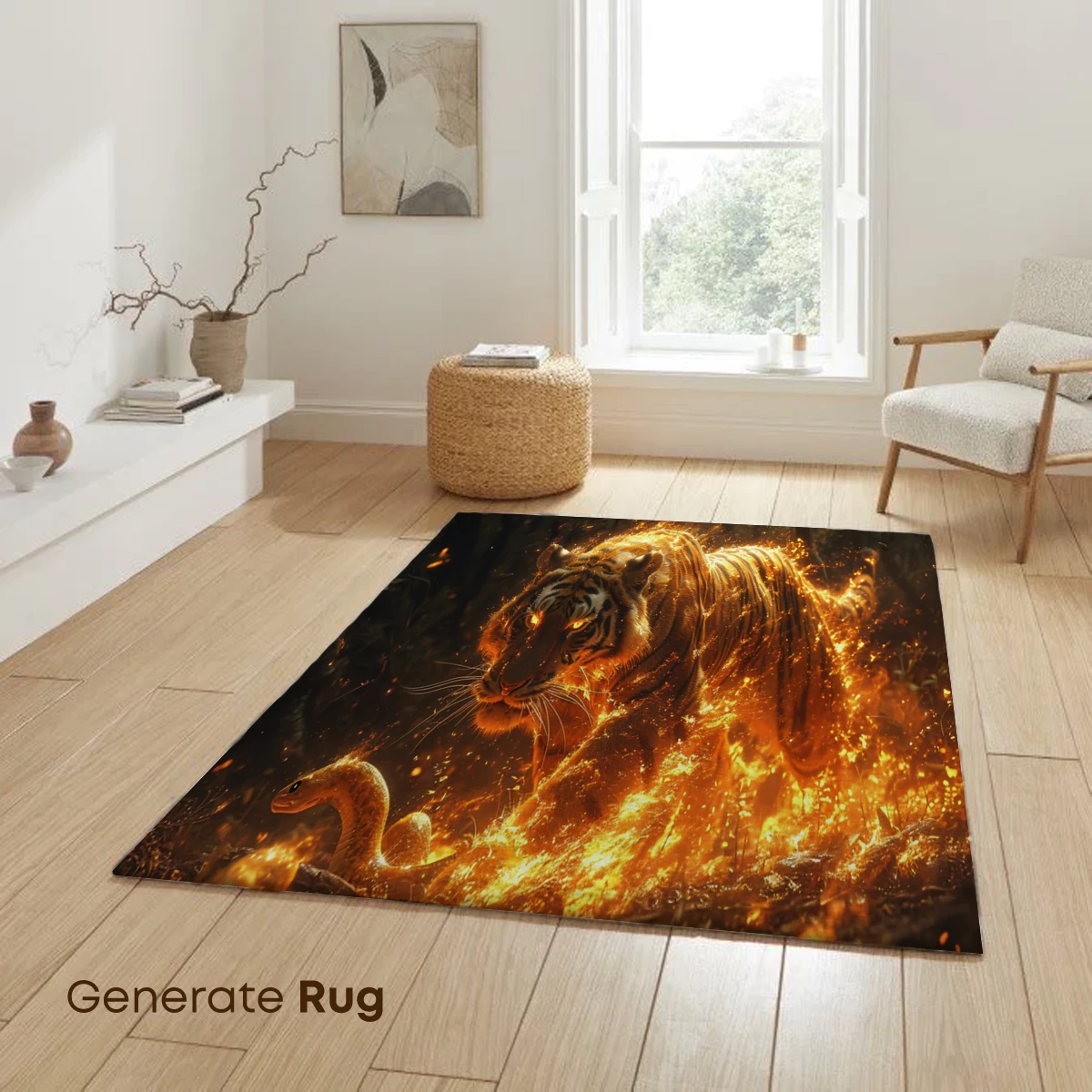 Flaming Tiger's Inferno: Mythical Beast in Blaze - Image 6