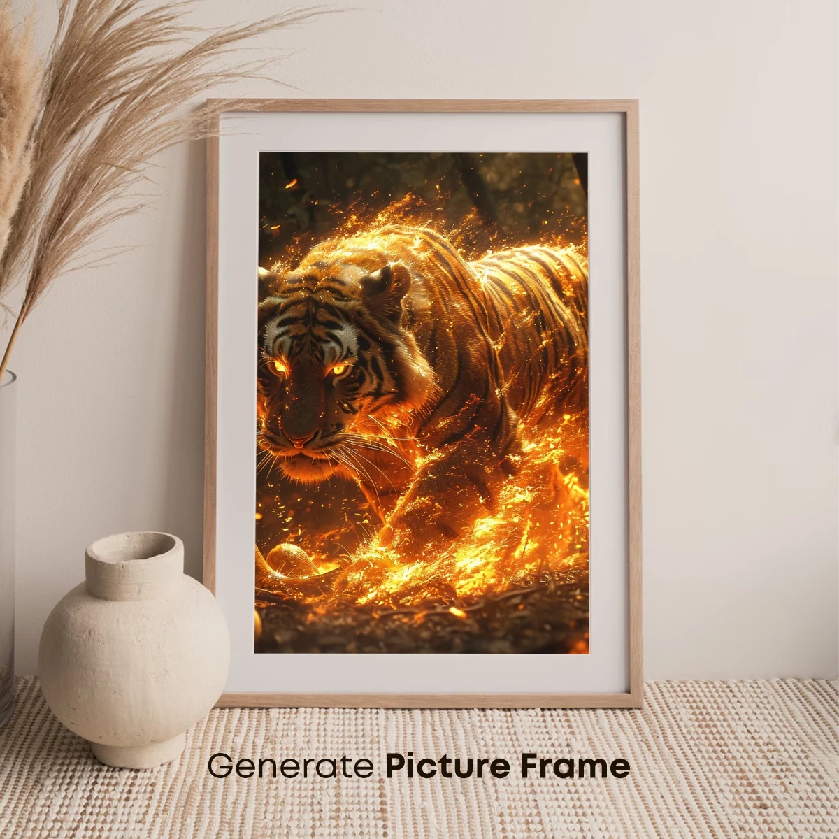 Flaming Tiger's Inferno: Mythical Beast in Blaze - Image 7