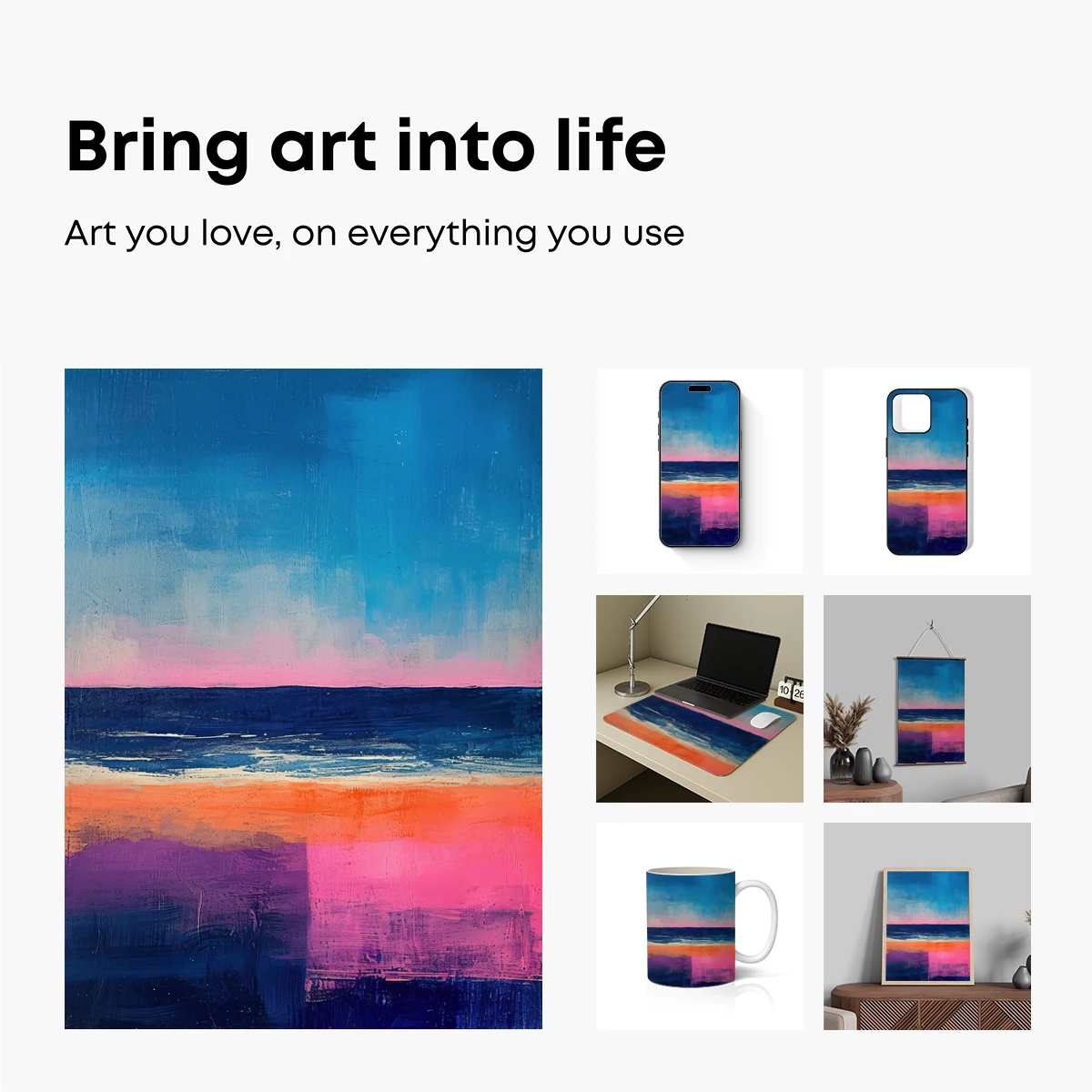 Abstract Horizon Fusion: Colorful Brushstrokes at Dusk - Image 2