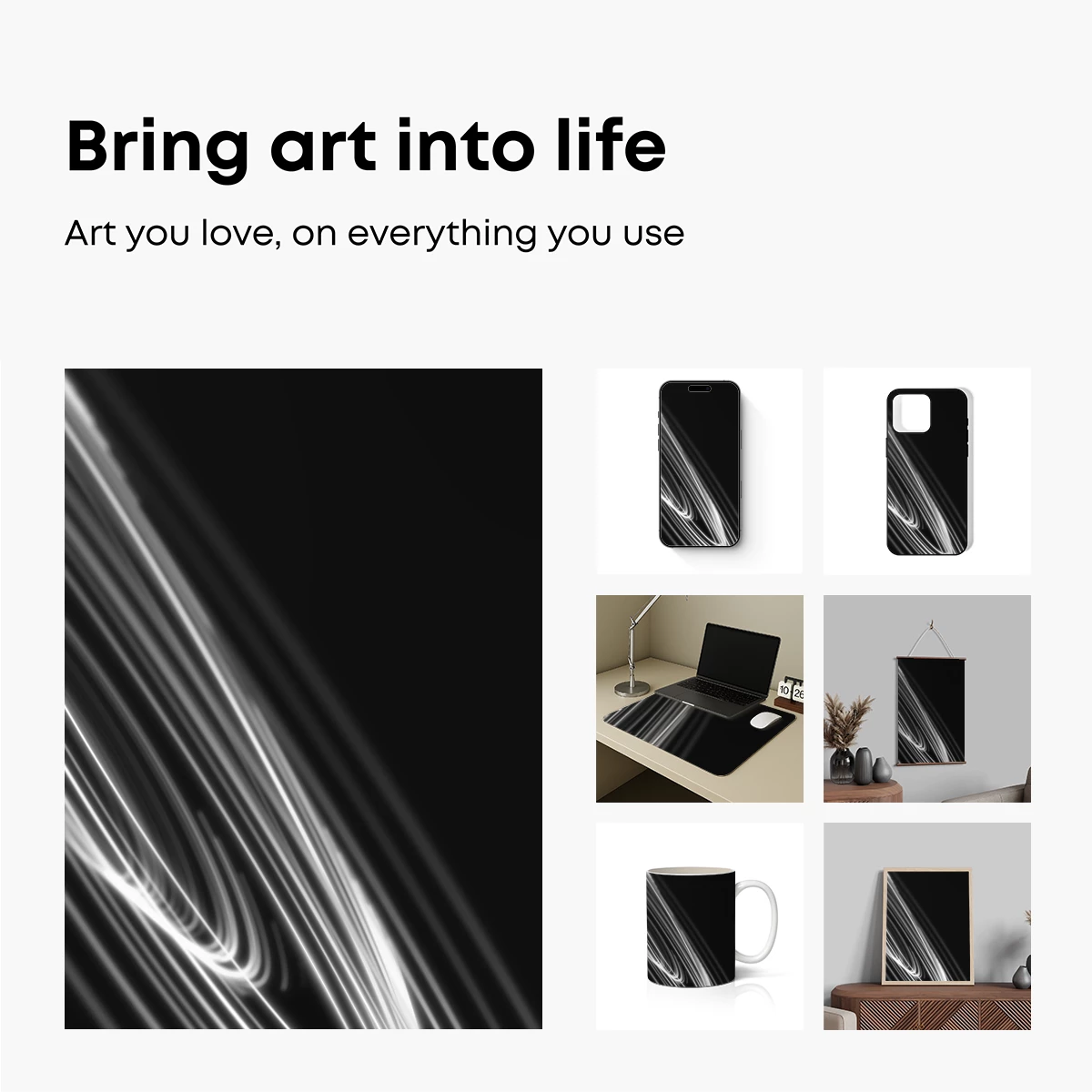 Ethereal Light Trails: Monochrome Flow - Image 2