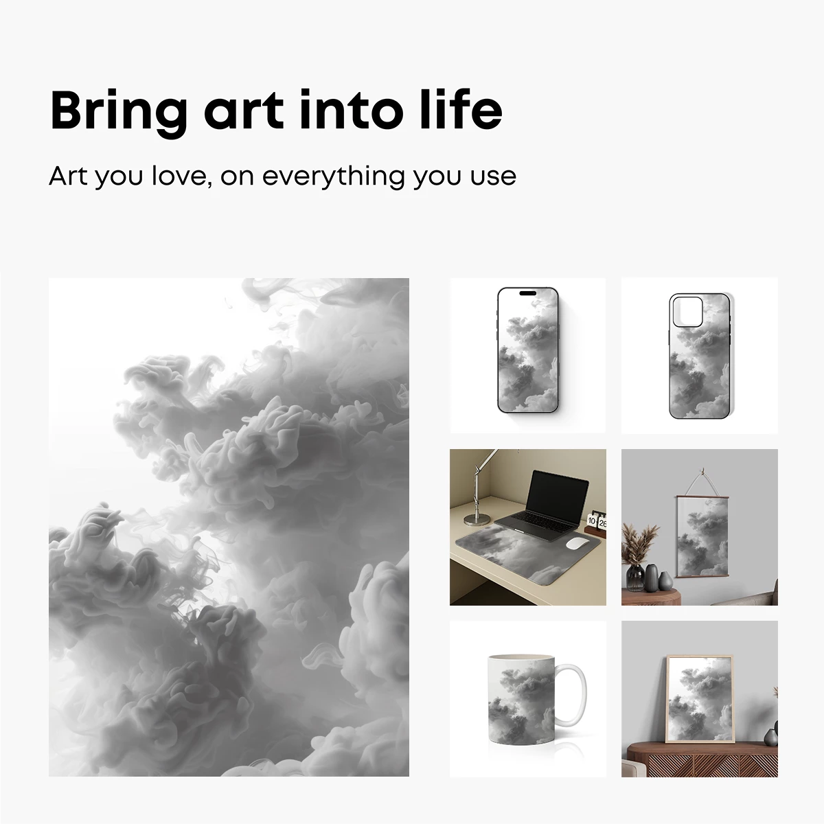 Ethereal Smoke Symphony: Monochrome Clouds in Motion - Image 2