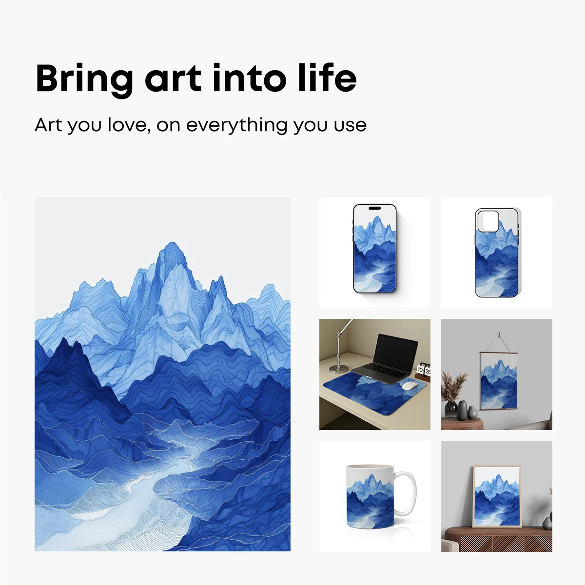 Blue Mountain Symphony: Layered Peaks in Abstract Harmony - Image 2