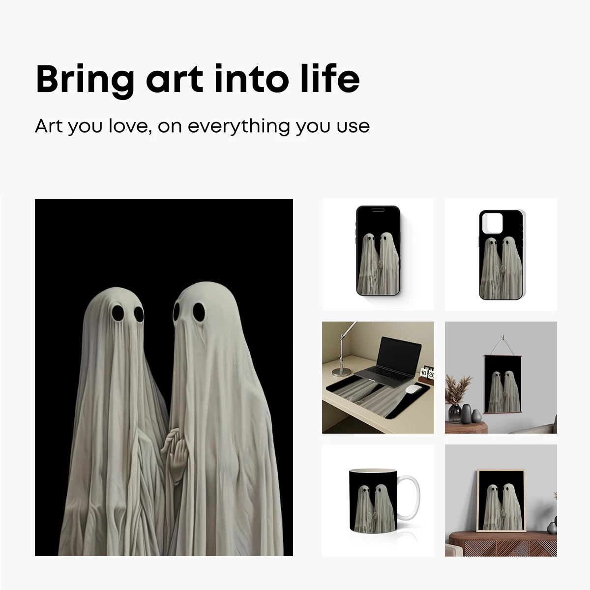 Ethereal Embrace: Ghostly Figures in Whispering Linen - Image 2