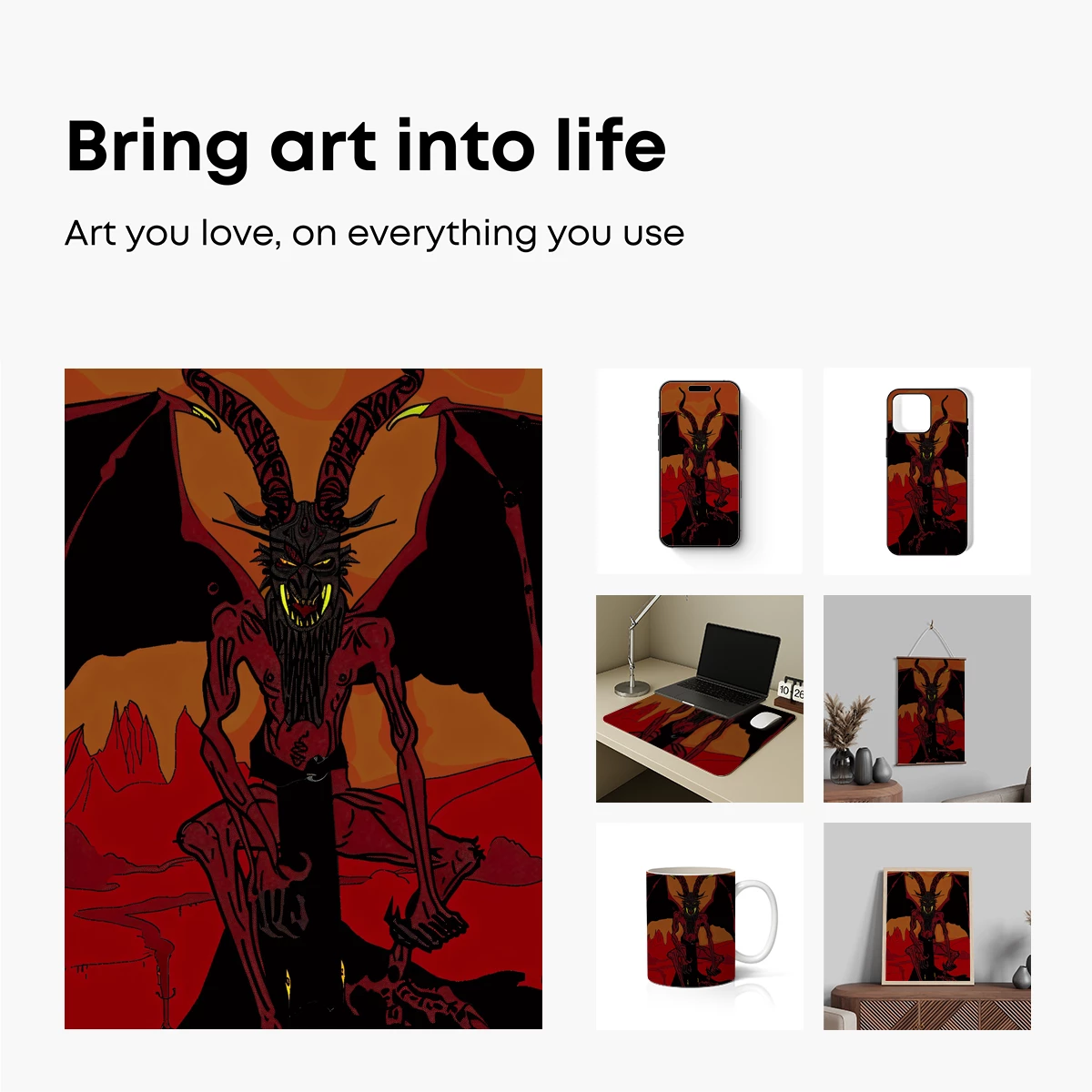 Fiery Demon in Hellish Landscape - Image 2