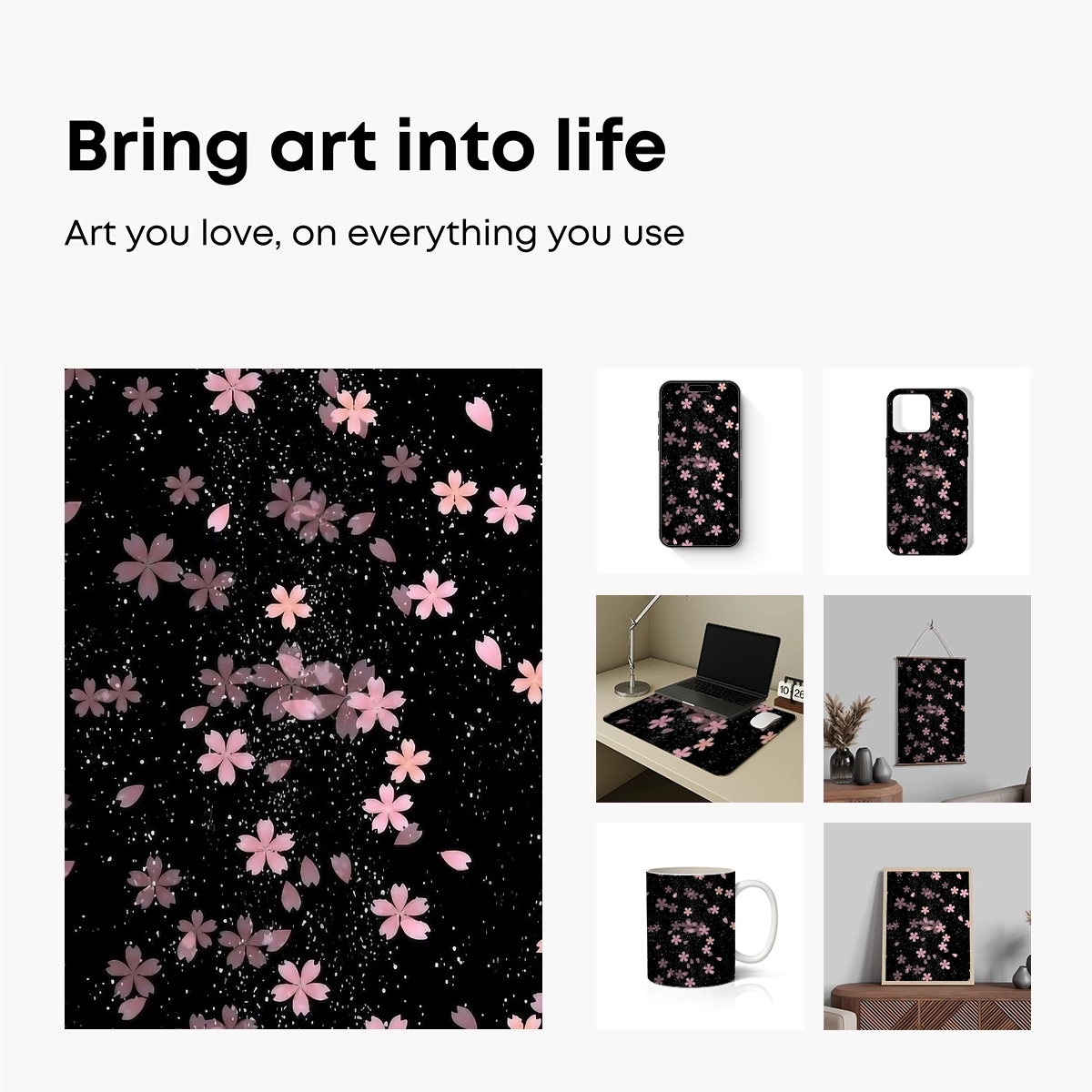 Cherry Blossoms in Midnight Snowfall - Image 2