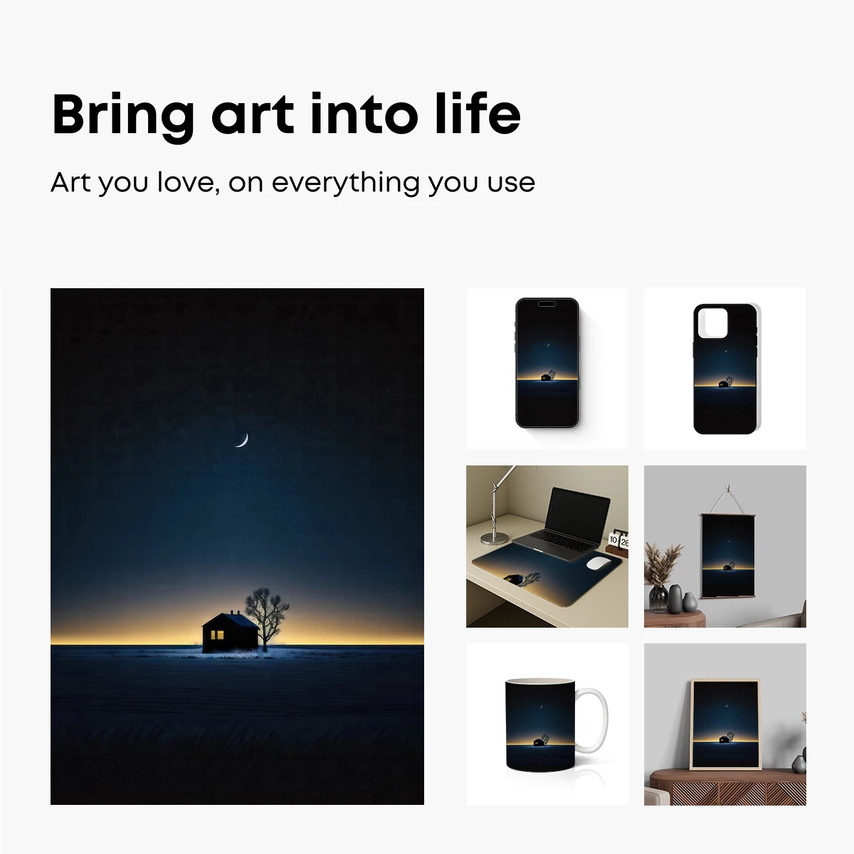 Solitary Cabin Under Crescent Moon - Image 2