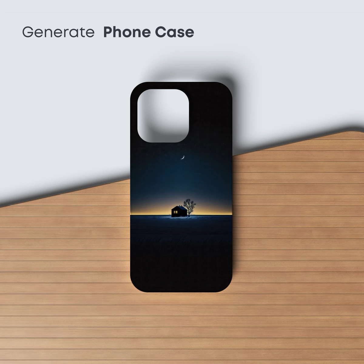 Solitary Cabin Under Crescent Moon - Image 3