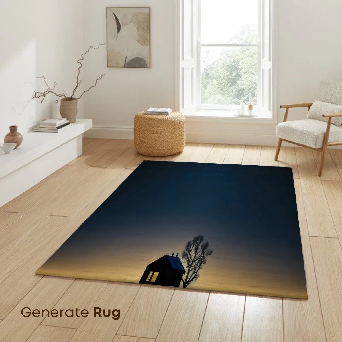 Solitary Cabin Under Crescent Moon - Image 6