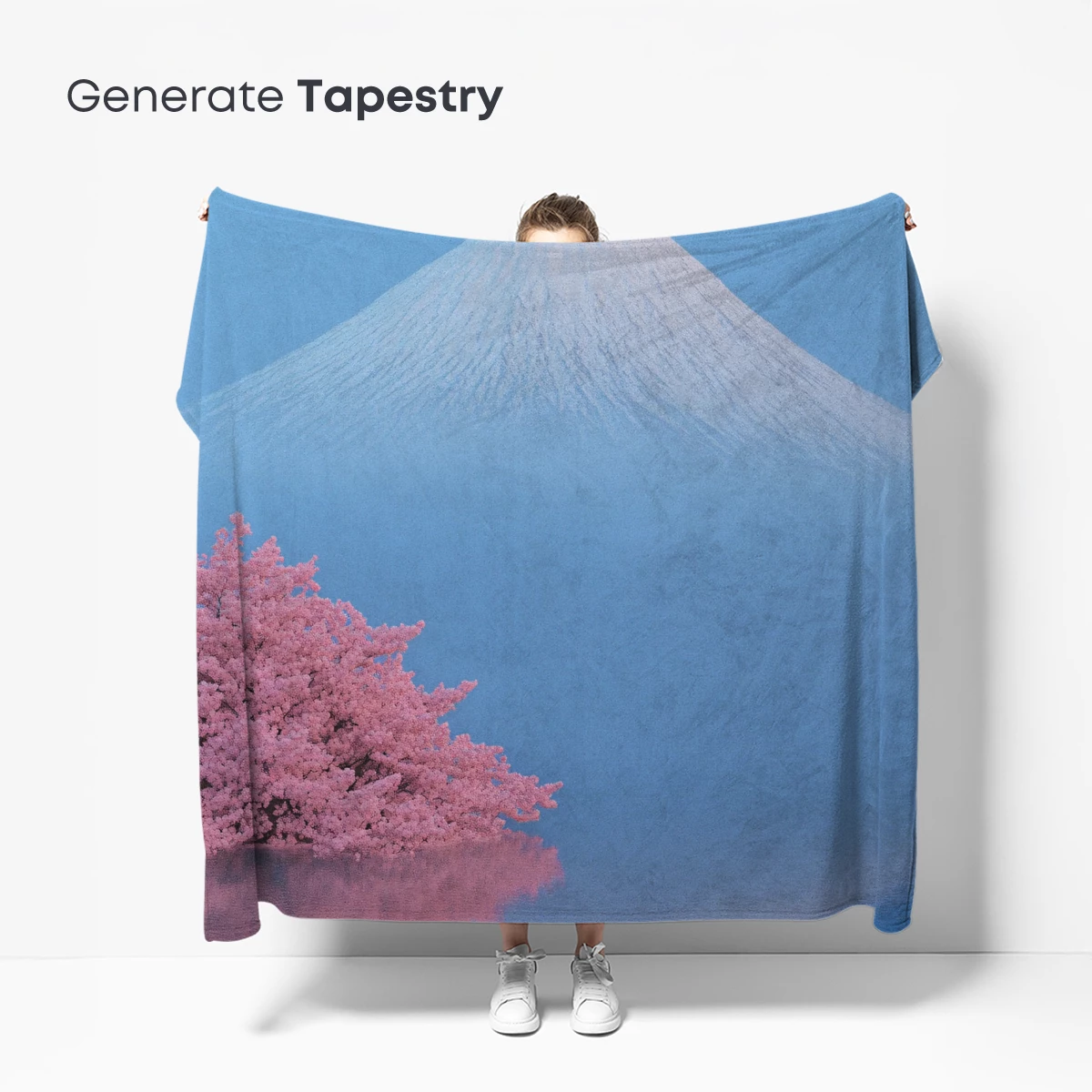 Fuji's Serenity: Cherry Blossoms Mirror Reflection - Image 5