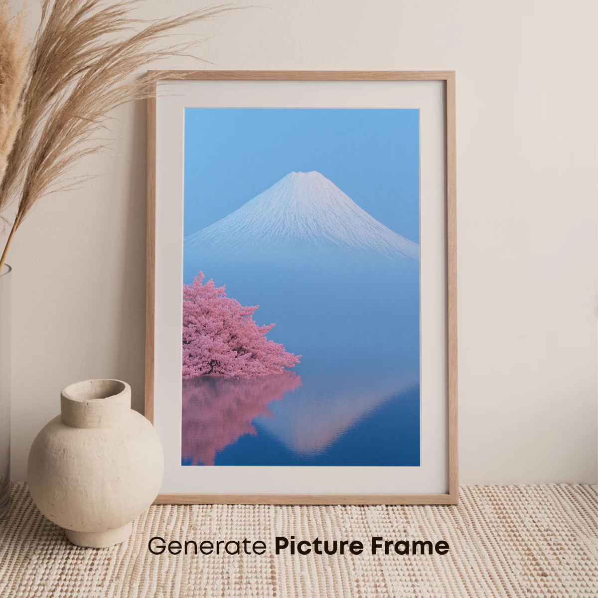 Fuji's Serenity: Cherry Blossoms Mirror Reflection - Image 7