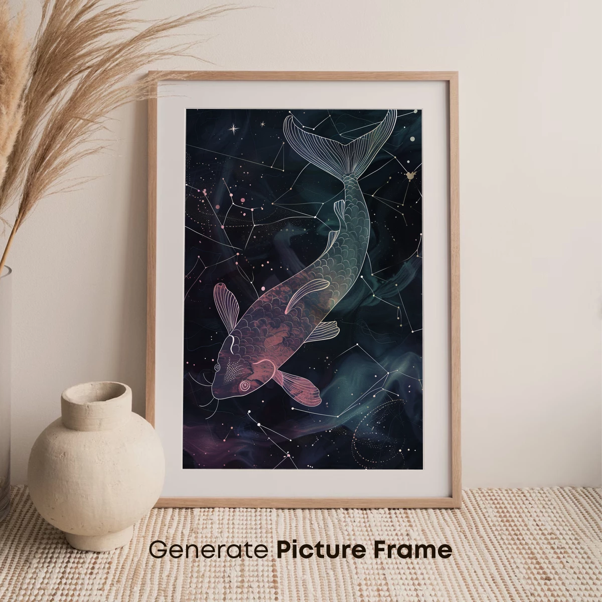 Cosmic Koi: Celestial Fish Constellation Art - Image 7